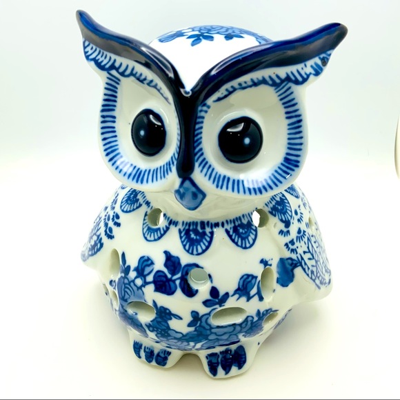 Other - Owl blue and white use with battery operated tea light home decor